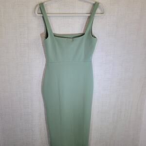 Nasty Gal Dress Womens 8 Sage Squarin to Go Midi Formal Square Neckline New NWT